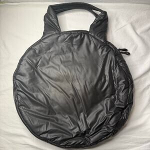 Caraa Round Symbol Tote Black Cloud Waterproof Nylon Italian Leather Bag